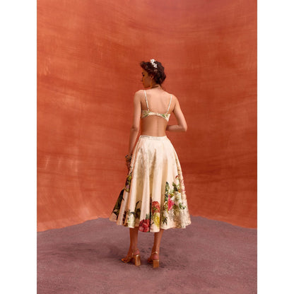KALISTA Beige Melinda Skirt with Shirt and Bustier (Set of 3)
