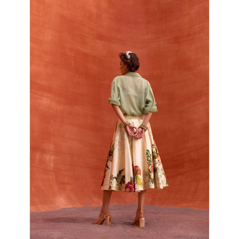 KALISTA Beige Melinda Skirt with Shirt and Bustier (Set of 3)