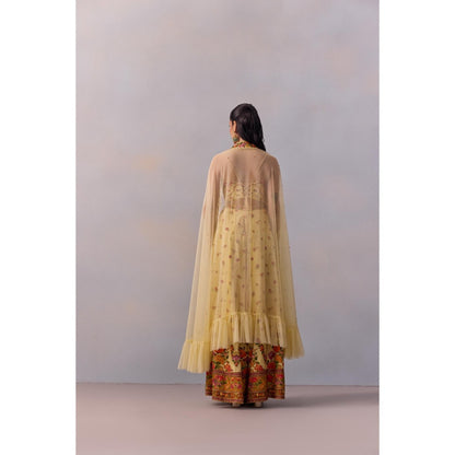 KALISTA Women's Meher Yellow Floral Blouse with Palazzo and Jacket (Set of 3)