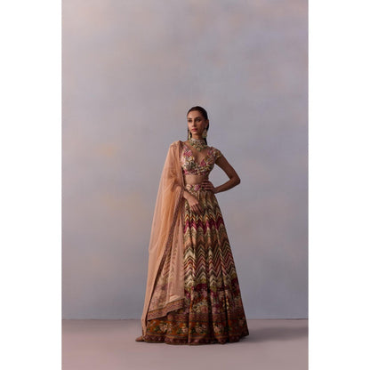 KALISTA Pavika Pink Blouse with Lehenga and Dupatta (Set of 3)
