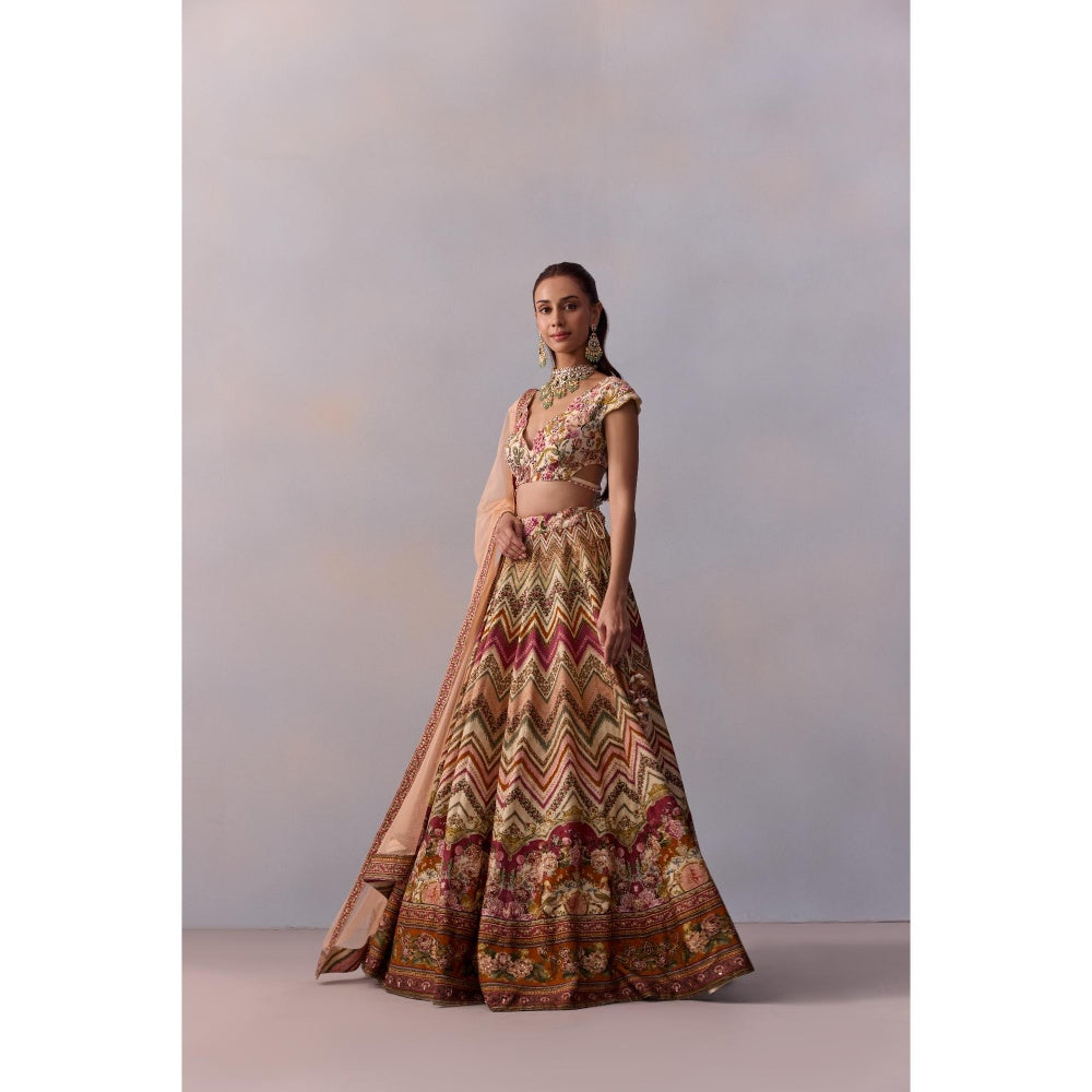 KALISTA Pavika Pink Blouse with Lehenga and Dupatta (Set of 3)
