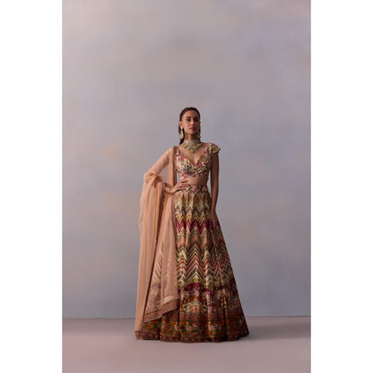 KALISTA Pavika Pink Blouse with Lehenga and Dupatta (Set of 3)