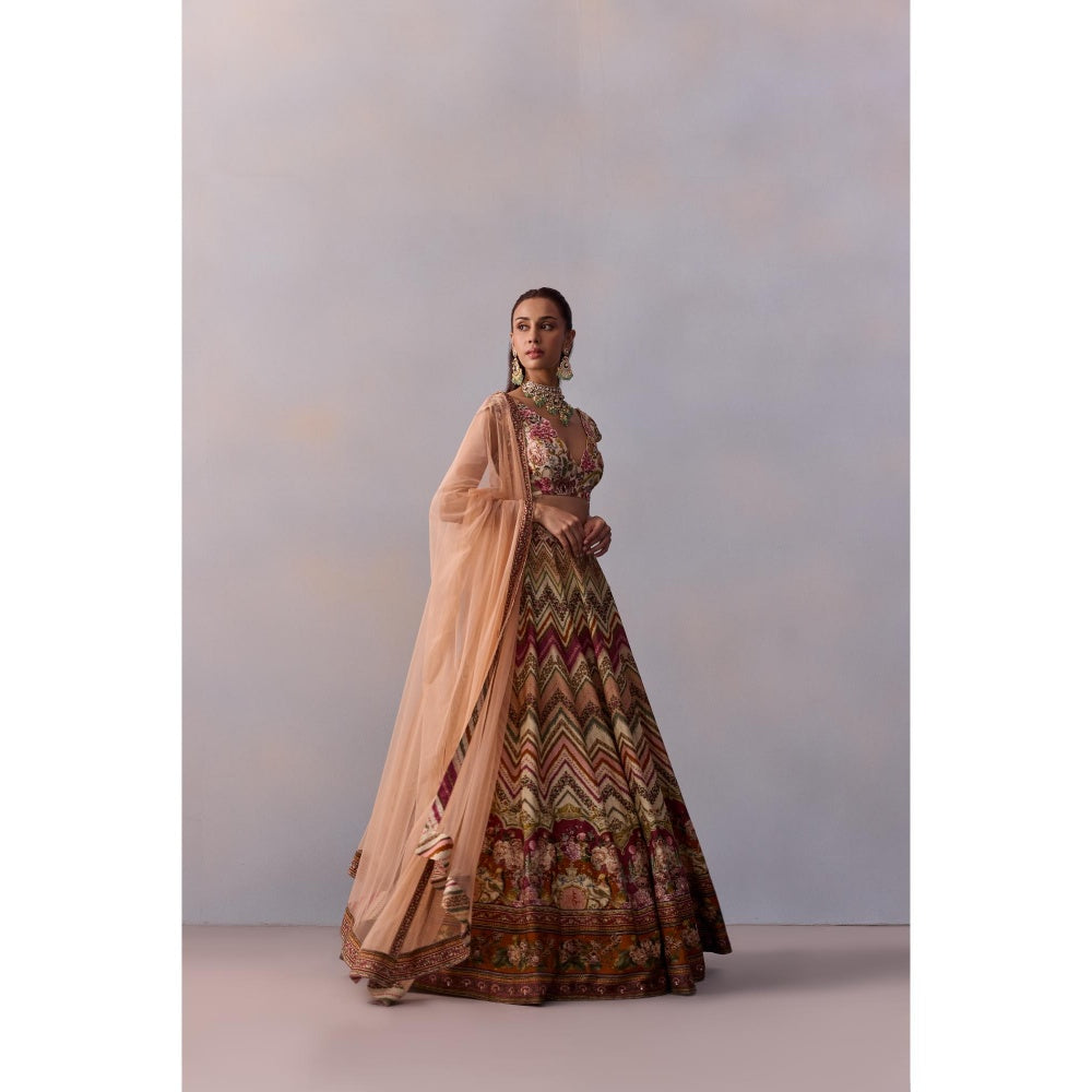 KALISTA Pavika Pink Blouse with Lehenga and Dupatta (Set of 3)