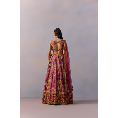 KALISTA Zareen Candy Pink Embellished Floral Blouse with Lehenga and Dupatta (Set of 3)