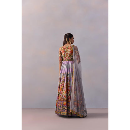 KALISTA Zareen Violet Lavender Floral Embellished Anarkali with Dupatta (Set of 2)