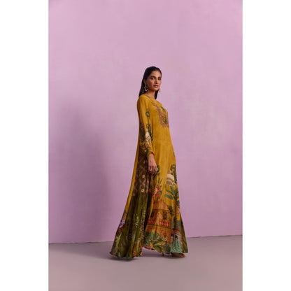 KALISTA Women's Naisa Mustard Floral Maxi Dress