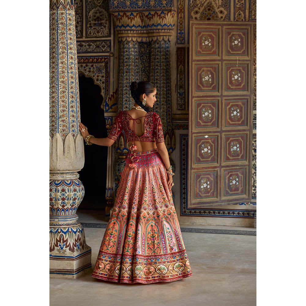 KALISTA Pink Nehmat Lehenga with Blouse and Dupatta (Set of 3)