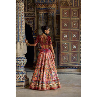 KALISTA Pink Nehmat Lehenga with Blouse and Dupatta (Set of 3)