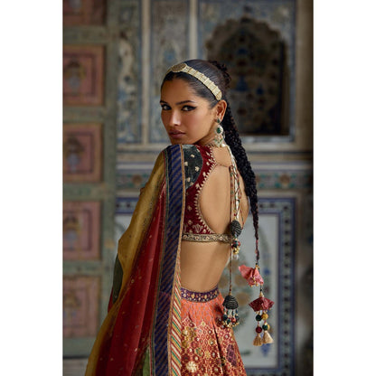 KALISTA Multi-Colour Ibaadat Lehenga with Blouse and Dupatta (Set of 3)