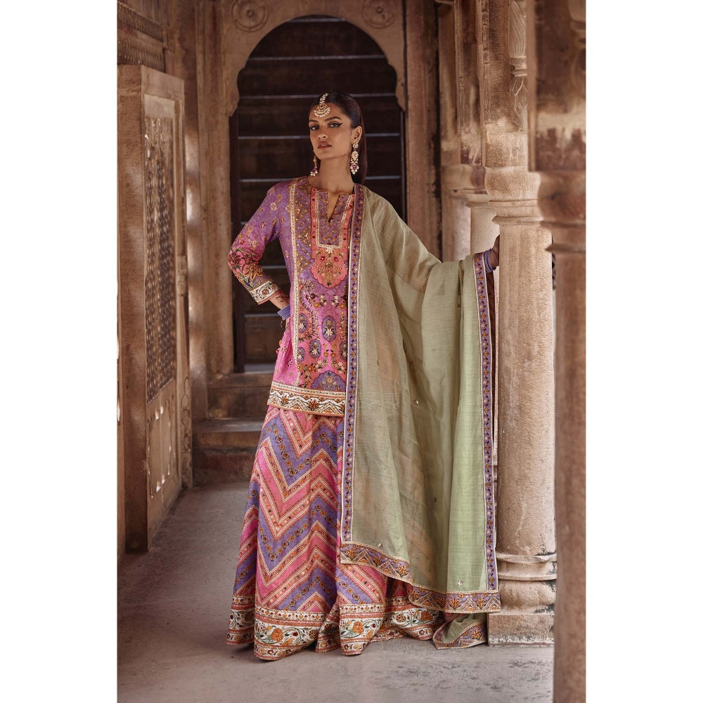 KALISTA Purple Rehmat Lehenga with Kurta and Dupatta (Set of 3)