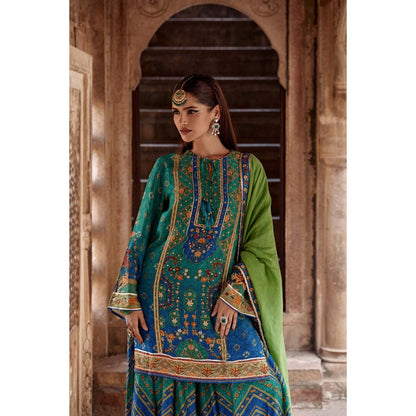 KALISTA Green Amaira Palazzo with Kurta and Dupatta (Set of 3)