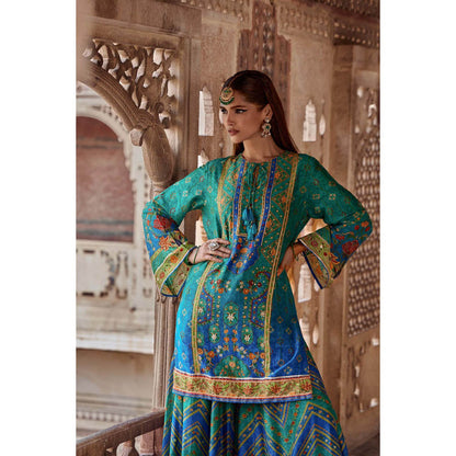 KALISTA Green Amaira Palazzo with Kurta and Dupatta (Set of 3)
