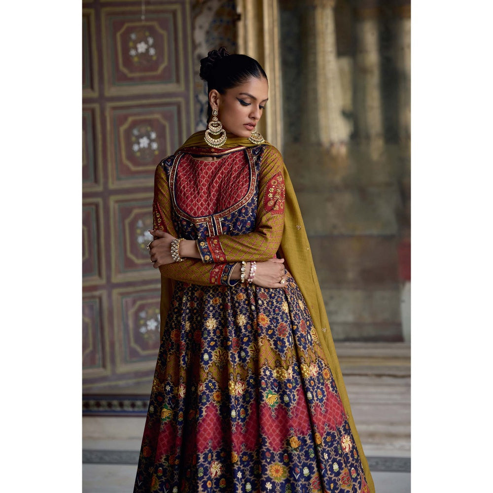 KALISTA Multi-Colour Ibaadat Anarkali with Dupatta (Set of 2)