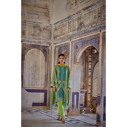 KALISTA Green Kaisha Kurta with Pant and Dupatta (Set of 3)