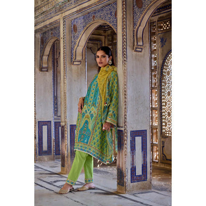 KALISTA Green Kaisha Kurta with Pant and Dupatta (Set of 3)