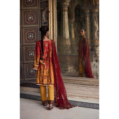 KALISTA Yellow Kaisha Kurta with Pant and Dupatta (Set of 3)