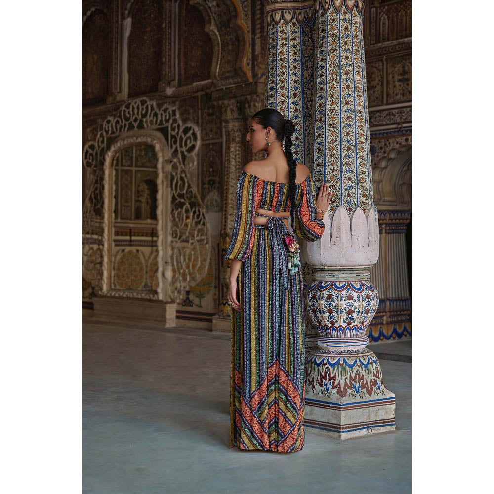 KALISTA Multi-Colour Samah Skirt with Crop Top (Set of 2)
