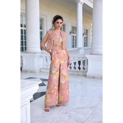 KALISTA Pink Jumpsuit with Crop Jacket