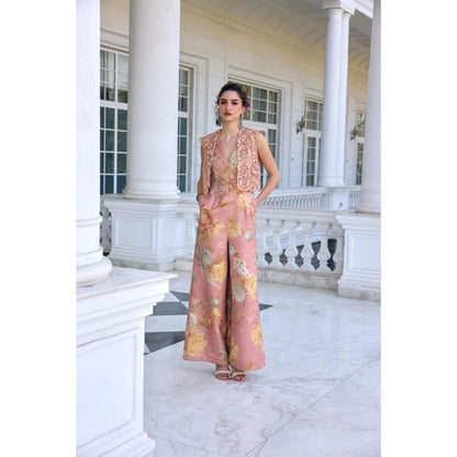 KALISTA Pink Jumpsuit with Crop Jacket