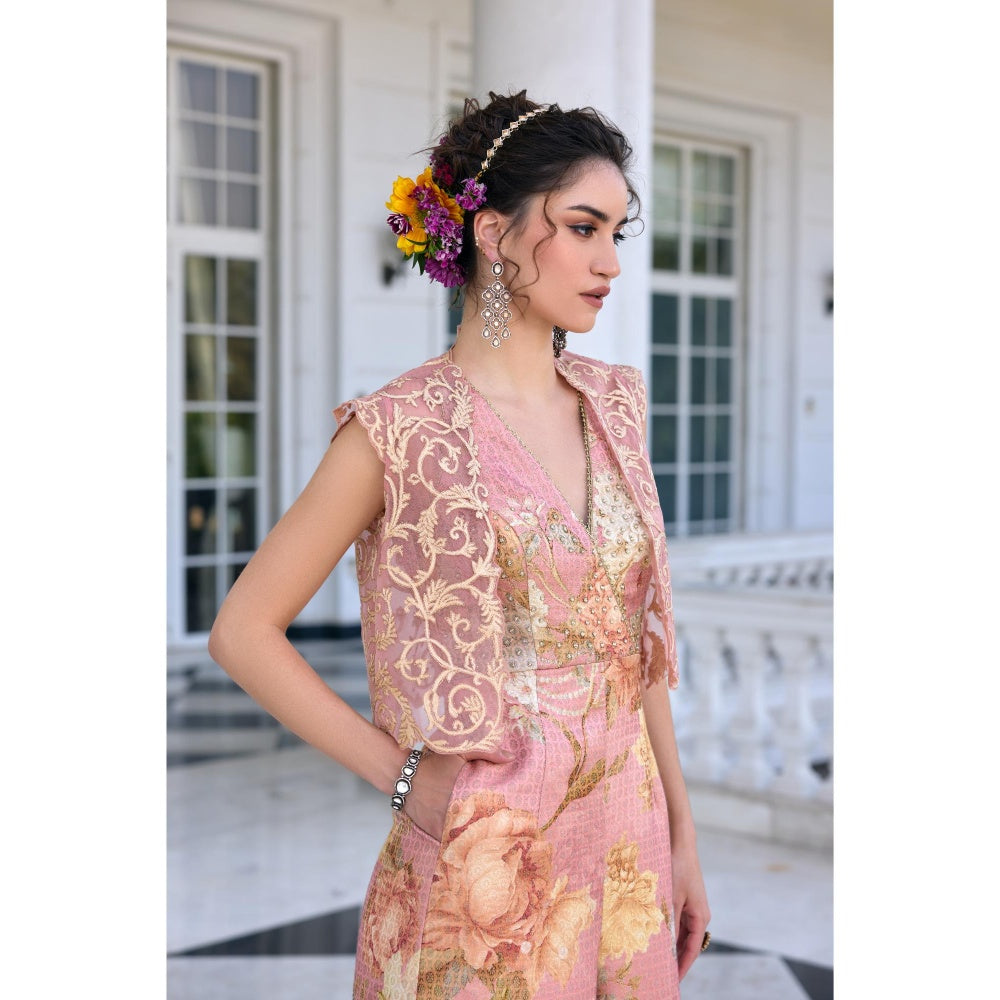 KALISTA Pink Jumpsuit with Crop Jacket