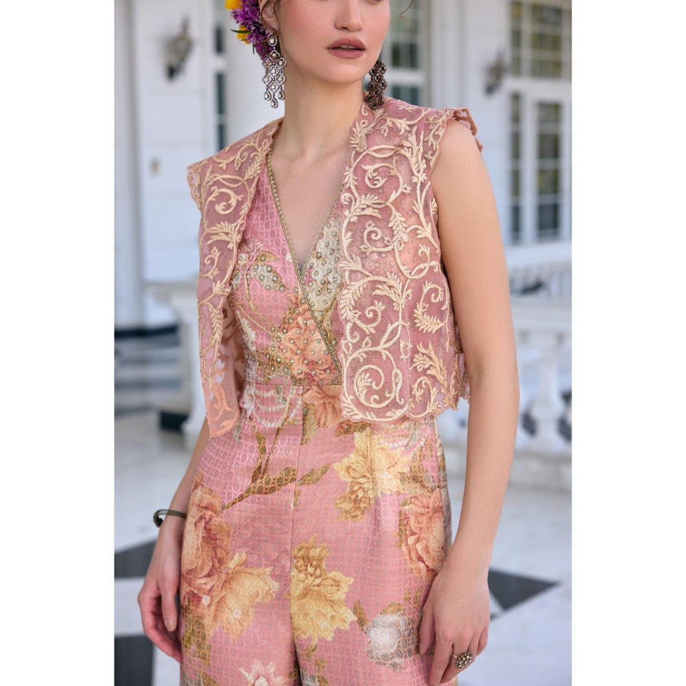 KALISTA Pink Jumpsuit with Crop Jacket