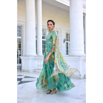 KALISTA Blue Anarkali with Dupatta