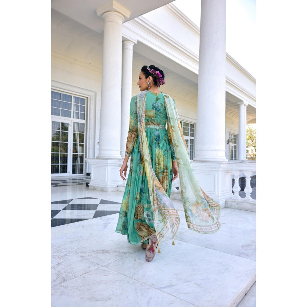 KALISTA Blue Anarkali with Dupatta