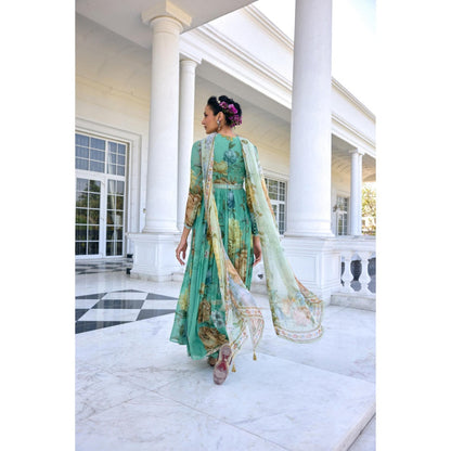 KALISTA Blue Anarkali with Dupatta
