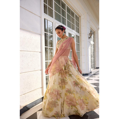 KALISTA White Lehenga with Blouse and Dupatta