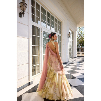 KALISTA White Lehenga with Blouse and Dupatta