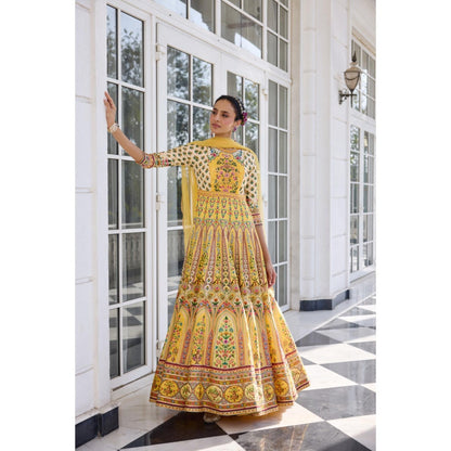 KALISTA Yellow Anarkali with Dupatta