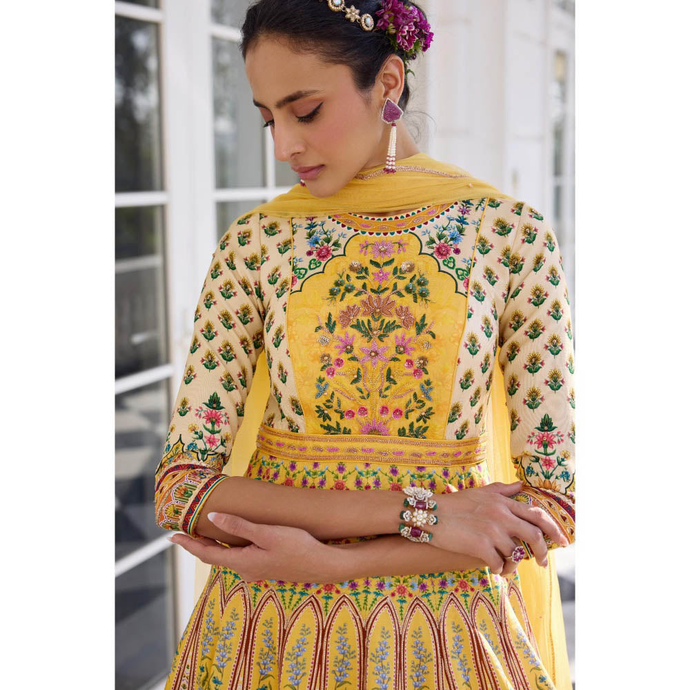 KALISTA Yellow Anarkali with Dupatta