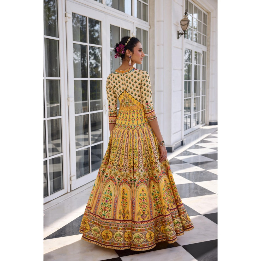 KALISTA Yellow Anarkali with Dupatta