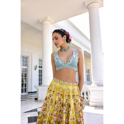 KALISTA Yellow Lehenga with Blouse and Dupatta