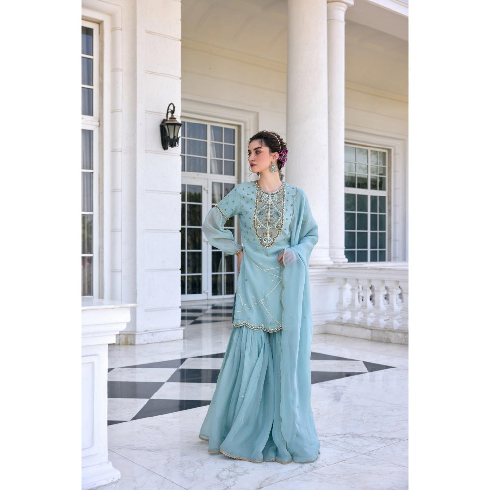 KALISTA Blue Kurti with Sharara and Dupatta