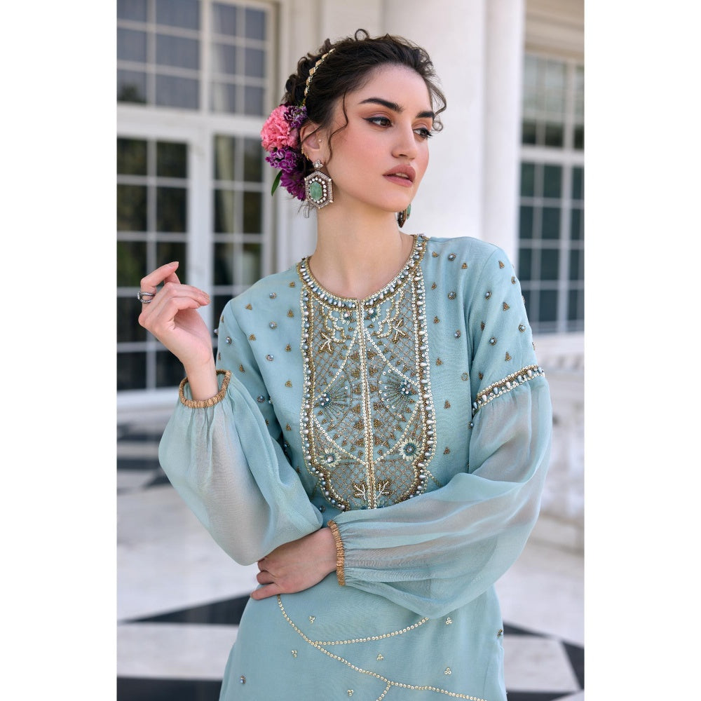 KALISTA Blue Kurti with Sharara and Dupatta