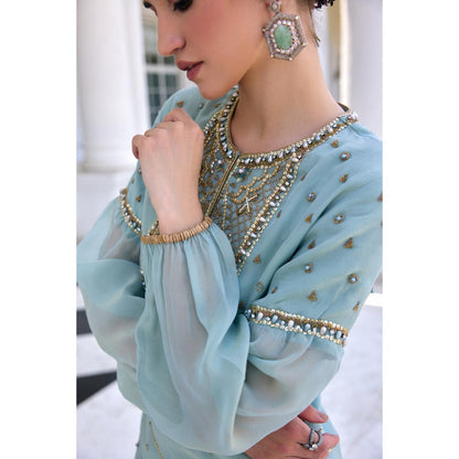 KALISTA Blue Kurti with Sharara and Dupatta