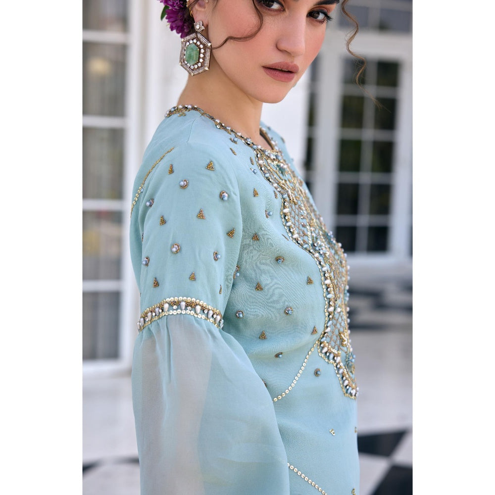 KALISTA Blue Kurti with Sharara and Dupatta
