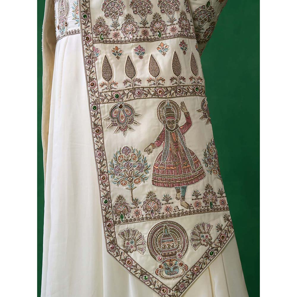 KALPRAAG Off White Georgette Sherwani Set