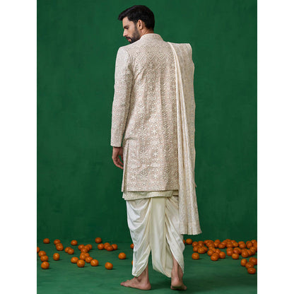 KALPRAAG Beige Georgette Sherwani Set