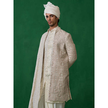 KALPRAAG Beige Georgette Sherwani Set