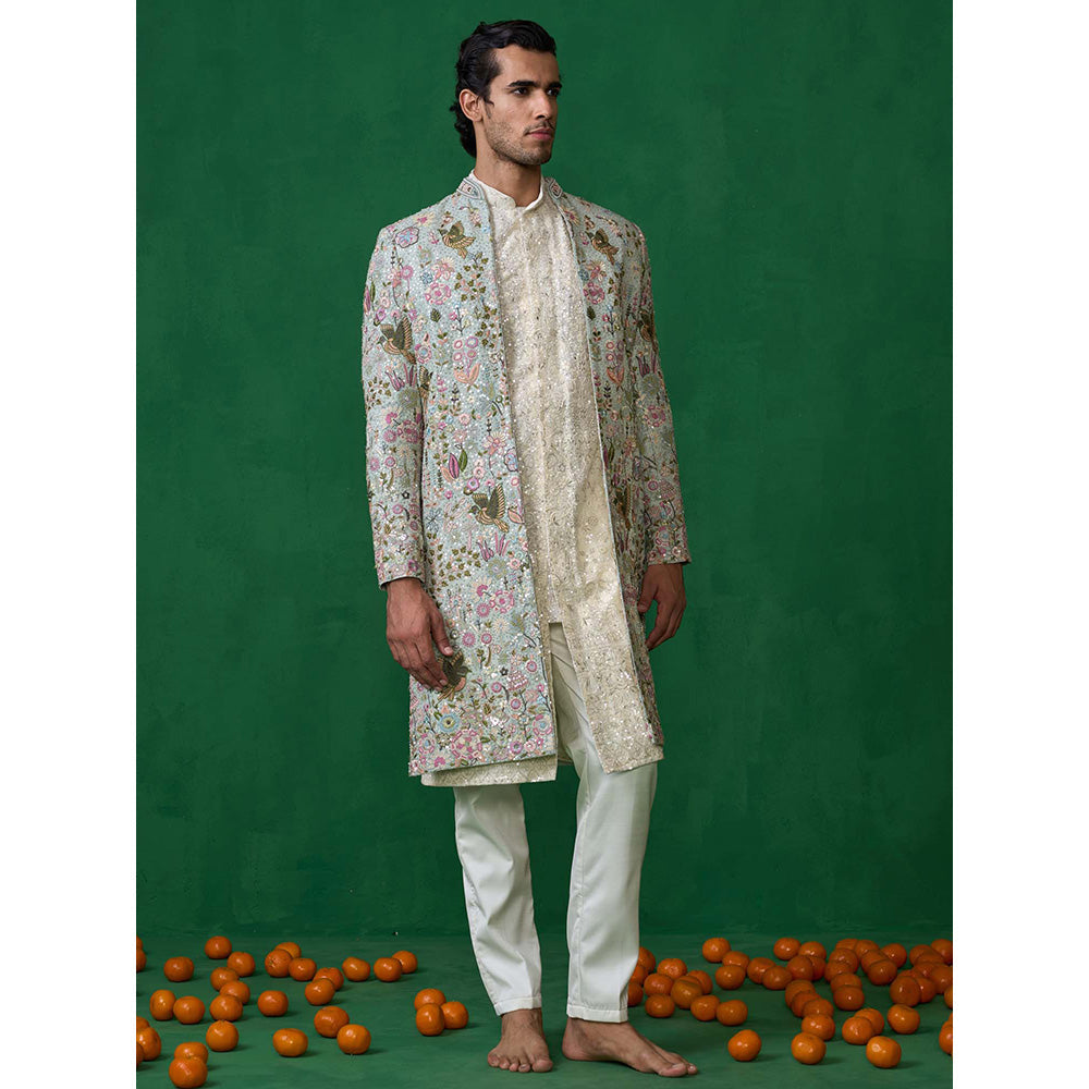 KALPRAAG Blue Georgette Sherwani Set