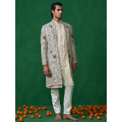 KALPRAAG Blue Georgette Sherwani Set