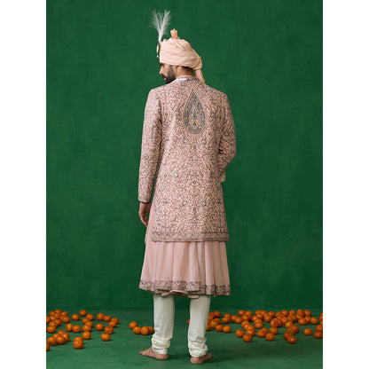 KALPRAAG Pink Georgette Sherwani Set