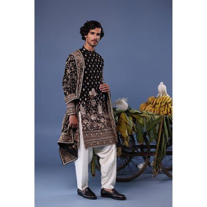KALPRAAG Black Viscose Embroidered Kurta with Salwar and Dupatta