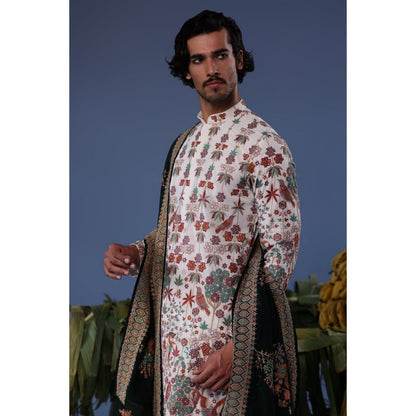 KALPRAAG Ivory Viscose Embroidered Kurta with Salwar and Dupatta
