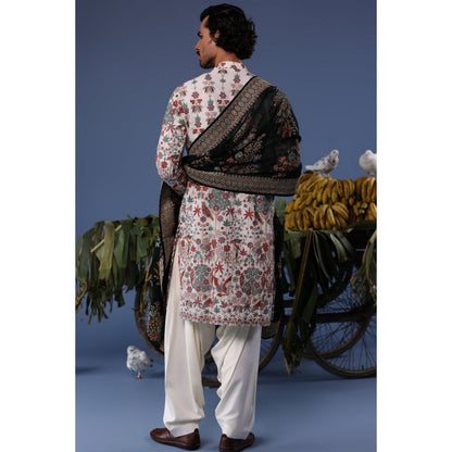 KALPRAAG Ivory Viscose Embroidered Kurta with Salwar and Dupatta
