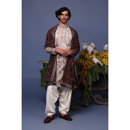 KALPRAAG Ivory Viscose Embroidered Kurta with Salwar and Dupatta
