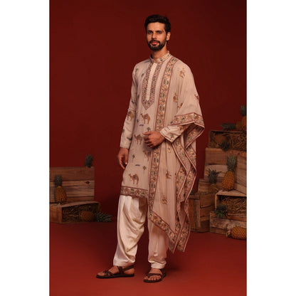 KALPRAAG Brija Beige Kurta with Patiala Pant and Dupatta