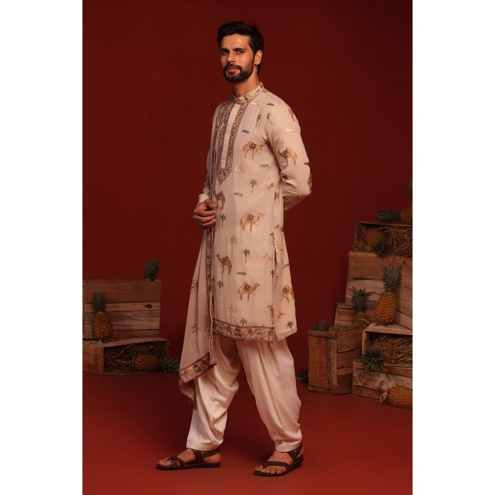 KALPRAAG Brija Beige Kurta with Patiala Pant and Dupatta